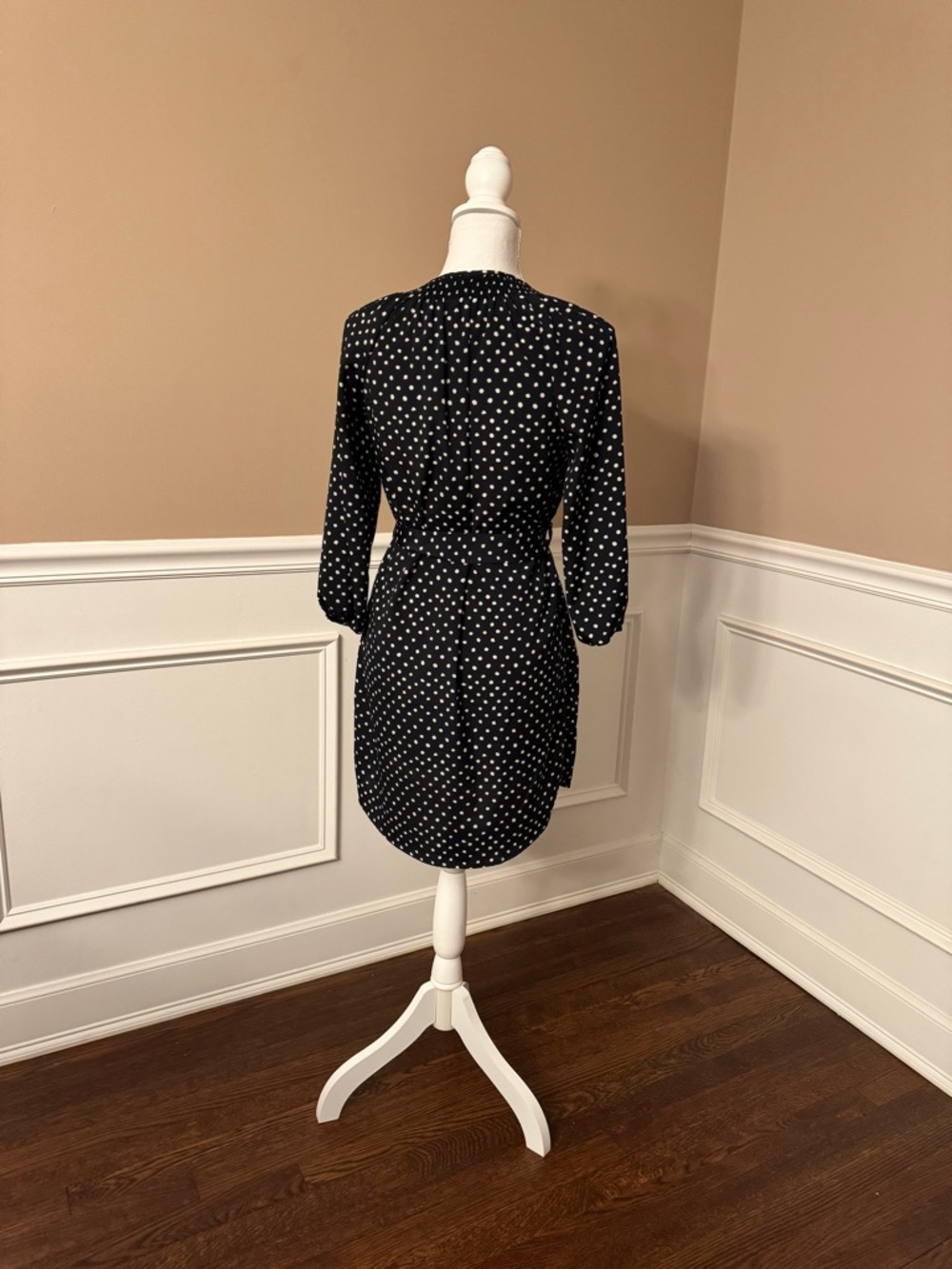 Maeve by Anthropologie mini dress Polka Dot Tie-Waist Dress XS Long Sleeve - Picture 7 of 14
